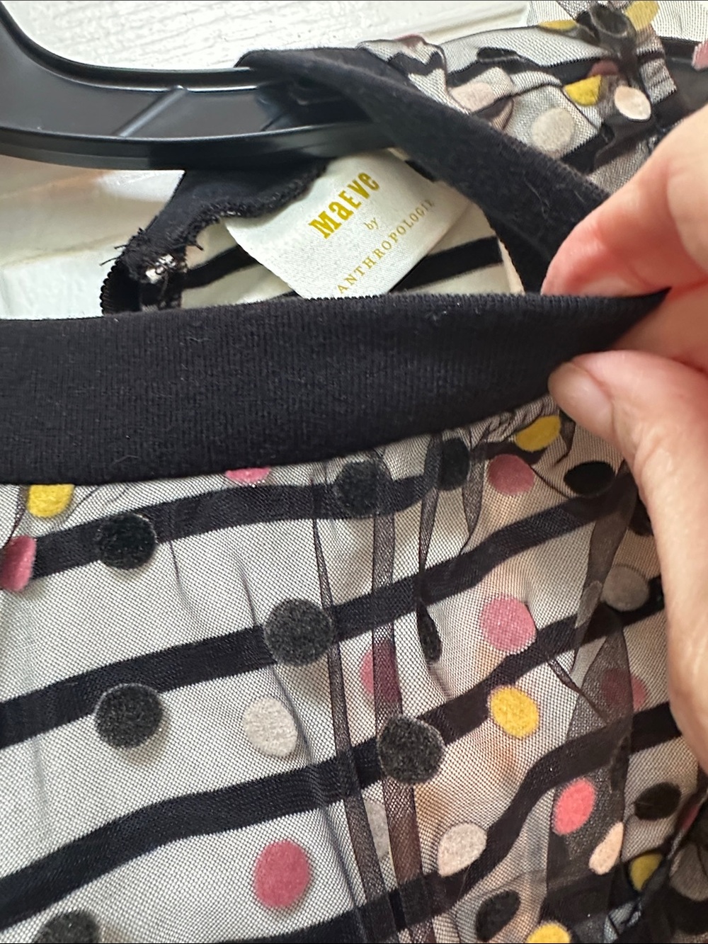 Maeve Sheer Polka Dot Sleeveless Top in Black, Pink, Yellow & White - Picture 2 of 4